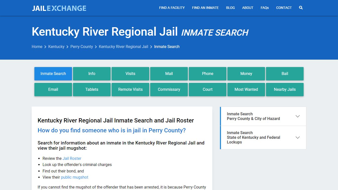 Kentucky River Regional Jail Inmate Search - Jail Exchange